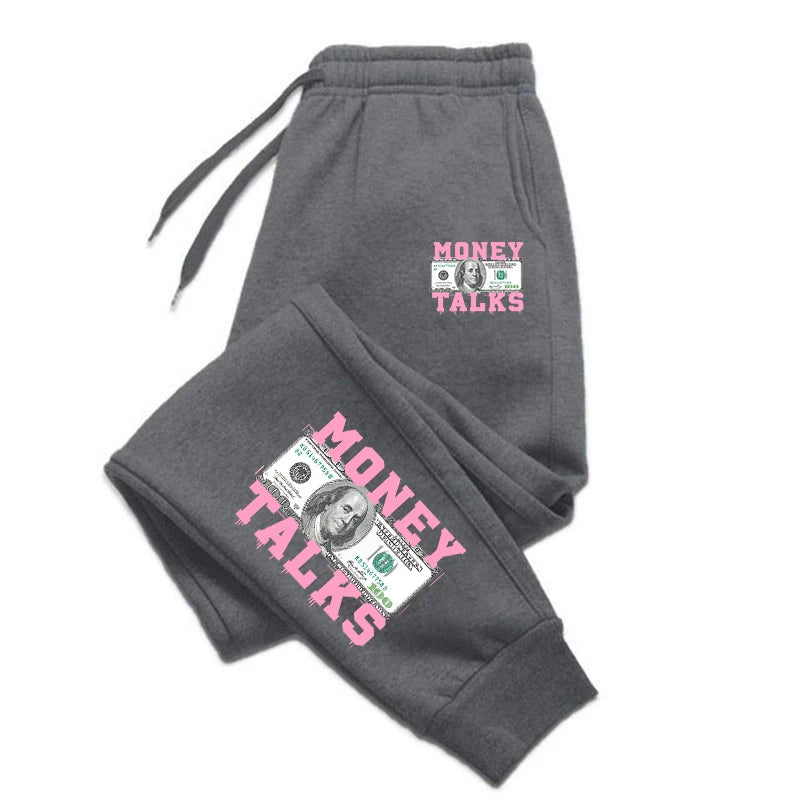 Money Talks Print Sweatpants - Trendy Hip-Hop Joggers with Pockets