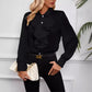 White Ruffled Lapel Blouse - Long Sleeve, Office Chic