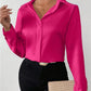 Elegant Long Sleeve Silk-Like Blouse - High-Quality Fashion