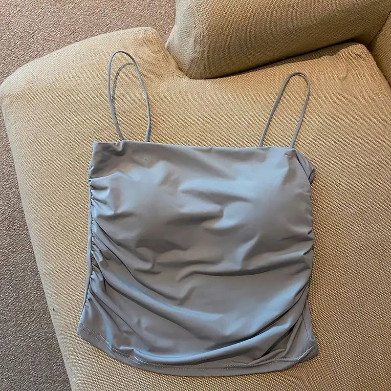 Ice Silk Padded Camisole - Stylish Backless Summer Top for Women