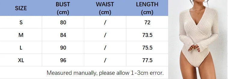 Ribbed V-Neck Bodysuit - Long Sleeve Skinny Fit Autumn/Winter 2023