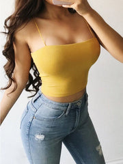 Summer Slim Fit Crop Top - Sleeveless Camisole with Spaghetti Straps