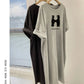 Letter Printed O-Neck Dress - Summer Casual Loose Short Sleeve Pullover Tunic for Women