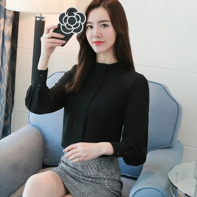 Chiffon Long Sleeve Blouse - Office Wear, Spring/Autumn 2024
