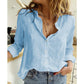 Cotton Linen Button-Down Shirt - Long Sleeve Casual Loose Tunic Blouse for Women, Spring & Summer