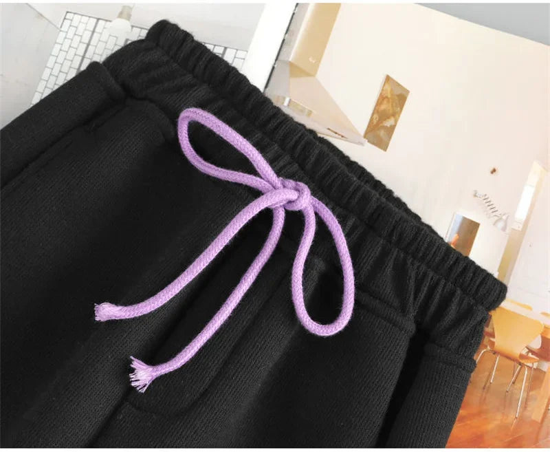 Oversized Gray Sweatpants - Baggy Winter Thick Joggers for Women, Streetwear Sports Trousers