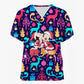 Mickey Mouse Nursing Scrub Top - V-Neck with Pockets, Christmas Edition