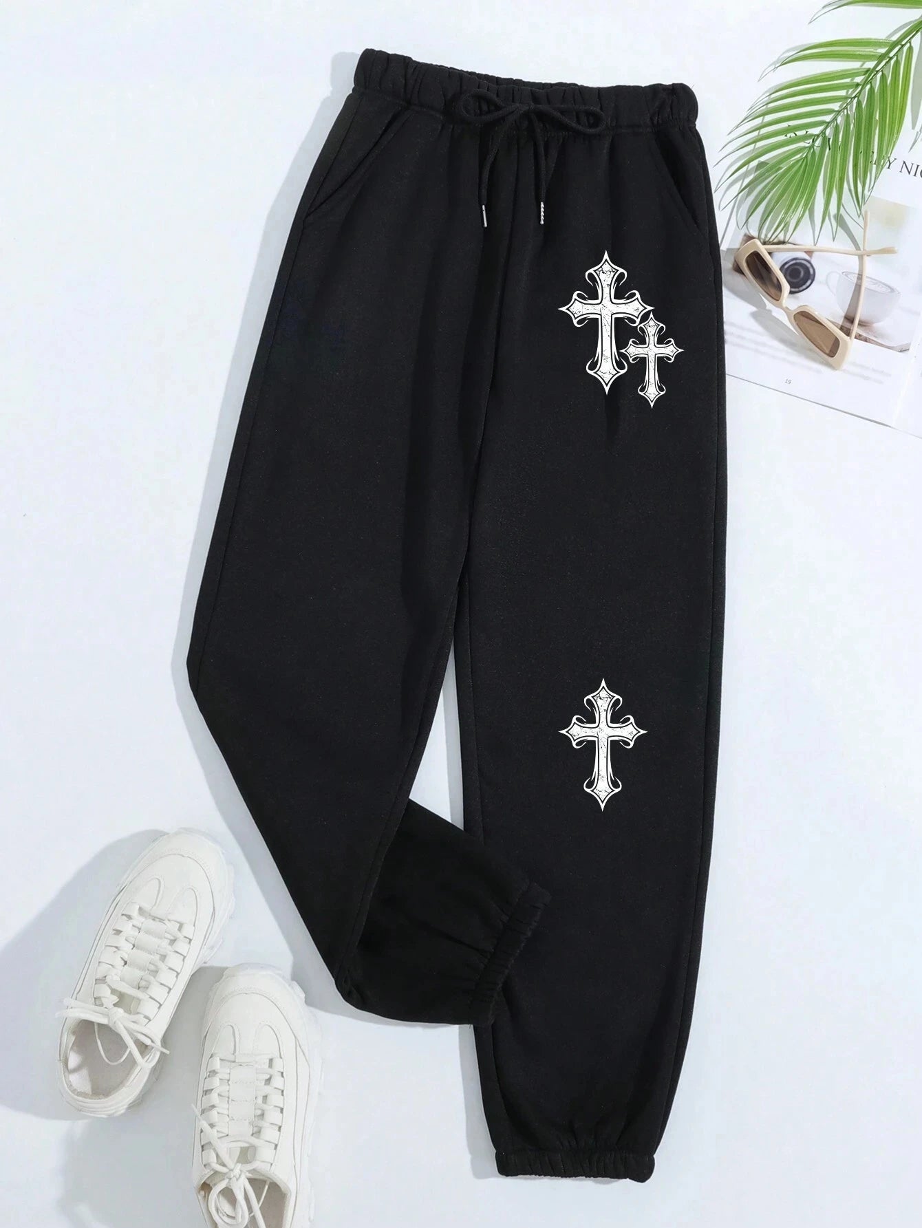 Crucifixion Print Drawstring Pants – Trendy & Versatile