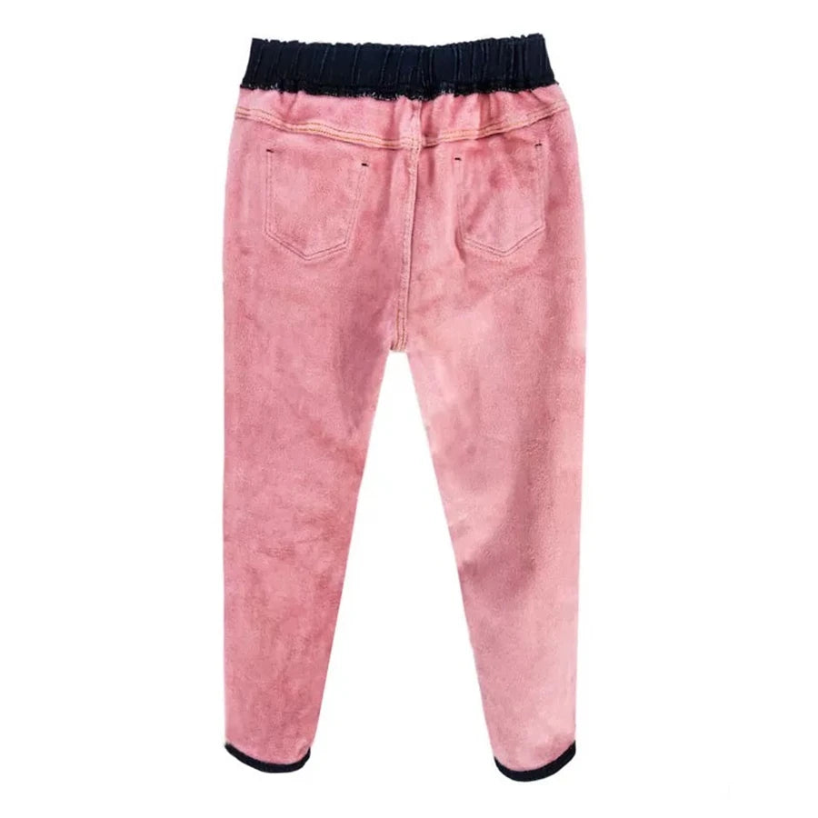 Oversized Winter Thicken Denim Pants – High Waist, Plus Velvet, Loose Fit