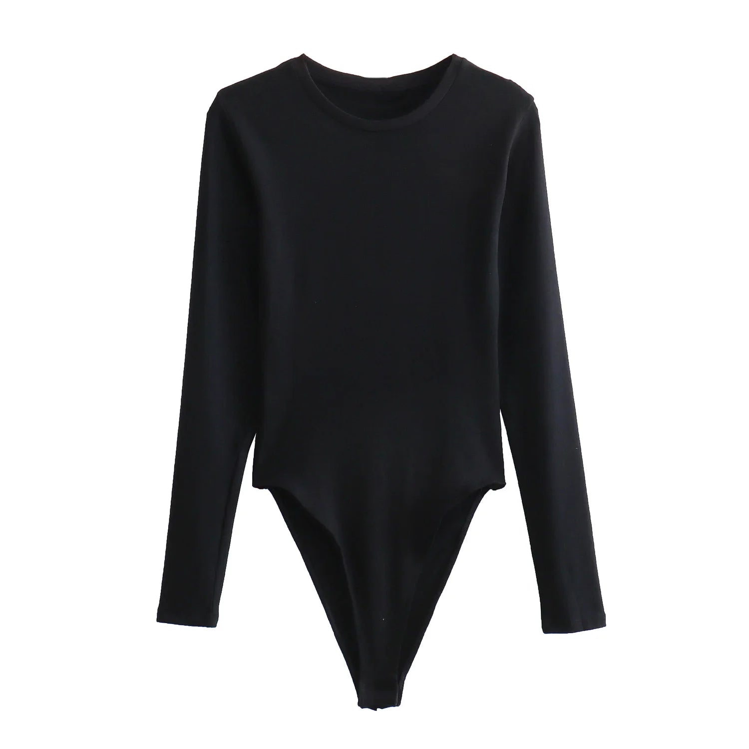 Long Sleeve Slim Jumpsuit - Casual Round Neck Bodysuit for Women