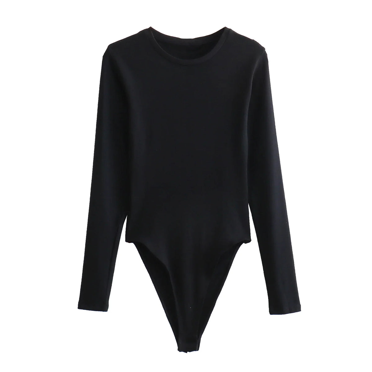 Long Sleeve Slim Jumpsuit - Casual Round Neck Bodysuit for Women