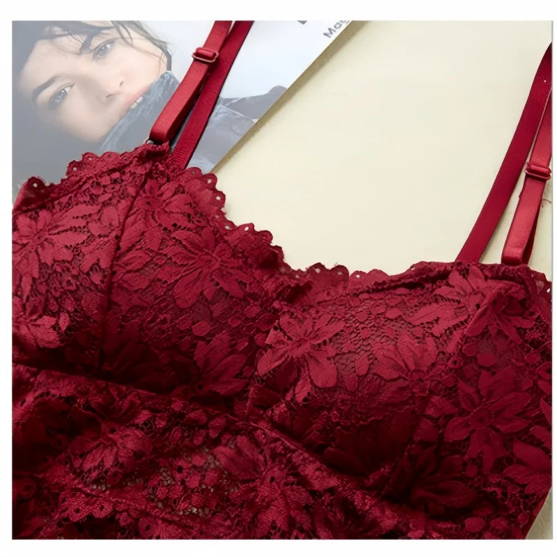 Floral Lace Bralette - Wirefree Sexy Camisole Top with Adjustable Straps & Removable Pads