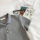 Youthful Knit Polo Crop Top - Short Sleeve