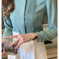023 Chiffon Bow V-Neck Blouse - Long Sleeve Office Top