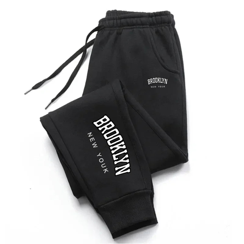 2024Womens Sweatpants Brooklyn Letter Print Tracksuit Trousers Street Versatile High Quality Casual Elastic Waist Harajuku Pants