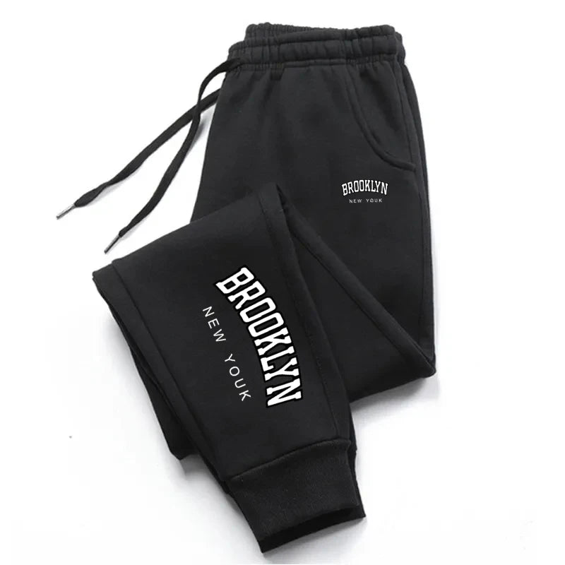 2024Womens Sweatpants Brooklyn Letter Print Tracksuit Trousers Street Versatile High Quality Casual Elastic Waist Harajuku Pants