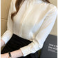 023 Chiffon Bow V-Neck Blouse - Long Sleeve Office Top