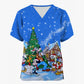 Mickey Mouse Nursing Scrub Top - V-Neck with Pockets, Christmas Edition