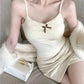 Lace Bow Corset Camisole - Sleeveless Slim Crop Top with Chest Pad for Summer Elegance