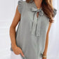 Sleeveless Ruffle Polka Dot Blouse - Lace-Up Bow