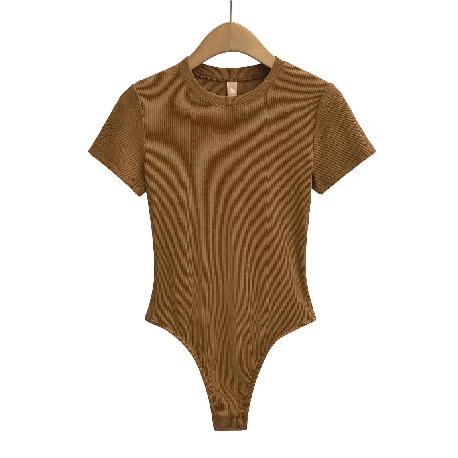 Stretchable Knit Bodysuit - Short Sleeve O-Neck Summer Basic (14 Colors)