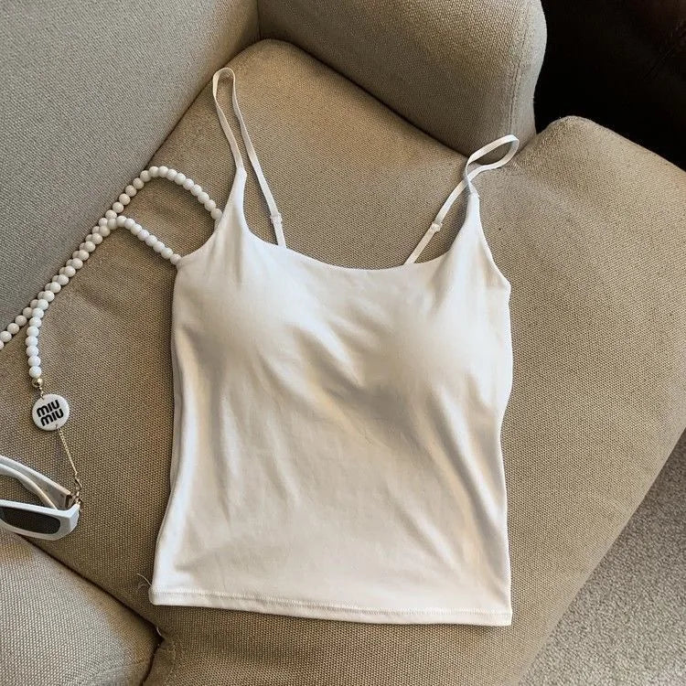 Ice Silk Padded Camisole - Stylish Backless Summer Top for Women