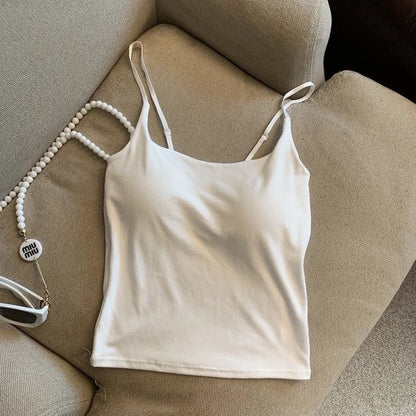 Ice Silk Padded Camisole - Stylish Backless Summer Top for Women