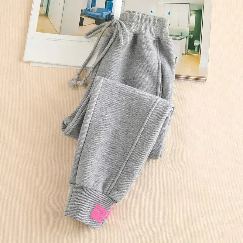 Oversized Gray Sweatpants - Baggy Winter Thick Joggers for Women, Streetwear Sports Trousers