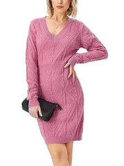 Women's V-neck Twist Knitted Dress