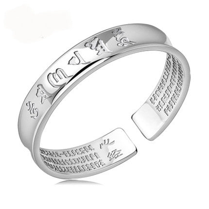 Silver Jewelry Retro Six-character True Words Heart Meridian Opening Silver-plated Bracelet