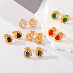 Fashion Multi-color Zircon Stud Earrings Female Accessories