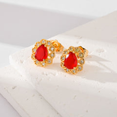 Fashion Multi-color Zircon Stud Earrings Female Accessories